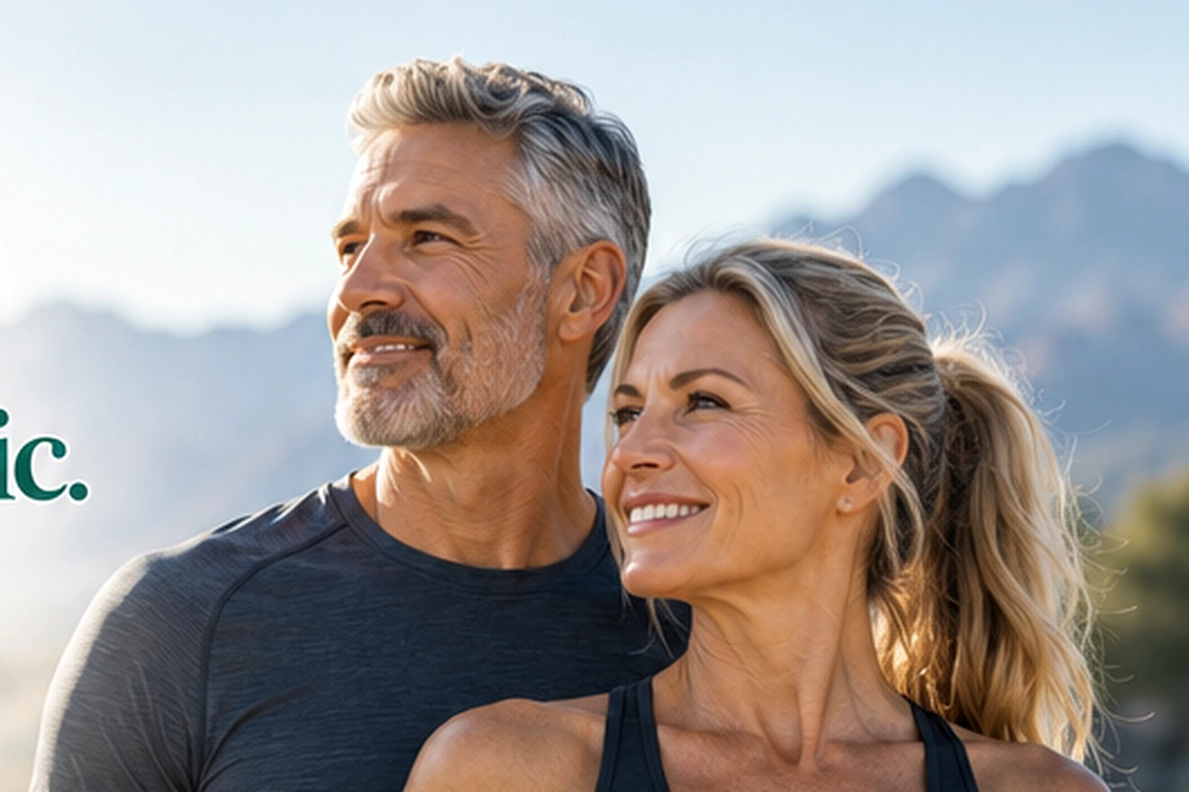 Healthy active adults outdoors